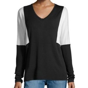 VINCE colorblock slouchy long sleeve tee shirt top